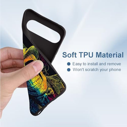 for Google Pixel 9 Pro XL Phone Case TPU Shockproof Full Body Protection Cover 6.8" Gentleman Skull for Pixel 9 Pro XL Lightweight Compatible Wireless Charging Screen Protector Film - color: Gentleman Skull