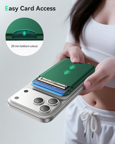 for MagSafe Wallet with Stand, 5 Card Holder, Slim Leather Magnetic Wallet for iPhone 18/17/16/15/14/13/12 Pro Max Plus Air Series, 3 Card Slots & 1 Cash Slot,Green - color: Green