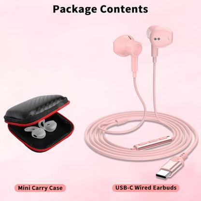 USB C Earbuds Wired Headphones for iPhone 18 Pro Max 17 16 17e,Pink - color: Pink