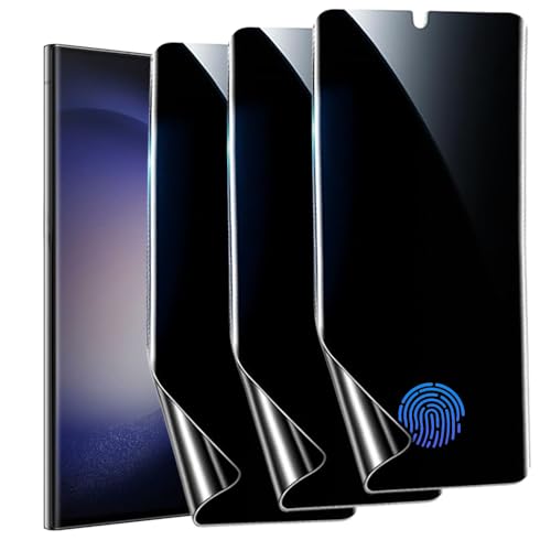 nulala Privacy Screen Protector for Samsung Galaxy S23 Ultra [Not Glass] Support Fingerprint Unlock -Touch Sensitive Anti-Spy Flexible TPU Film for Samsung S23 Ultra, 3-Pack - size: Galaxy S23 Ultra