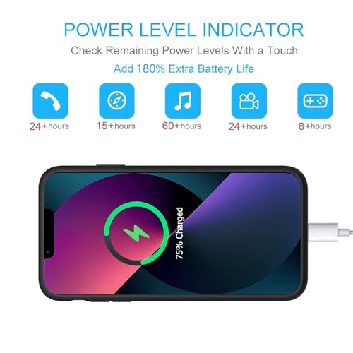Wireless Battery Case for iPhone 13, 10000mAh Portable Protective Charging Case with Wireless Charging Compatible with iPhone 13 (6.1 inch) Rechargeable Battery Pack Charger Case with Carplay -Black - size: iPhone 13