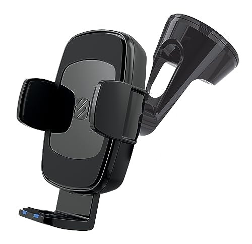 Scosche UQ3WDV-SP Windshield/Dashboard/Vent Qi-Certified 15W Wireless Charging Universal Cell Phone Car Mount, Adjustable Hands-Free Cell Phone Holder with Stick Grip, Black - style: Windshield / Dash / Vent