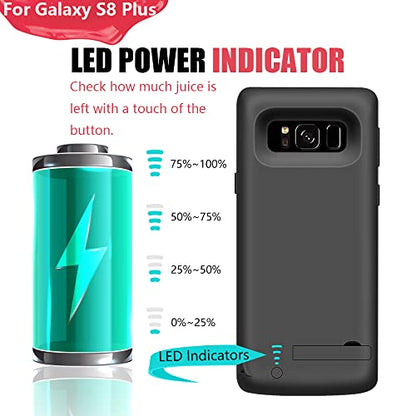 Battery Case for Samsung Galaxy S8+ Plus, 6500mAh Rechargeable Extended Battery Charging Charger Case (6.2 Inches) Black
