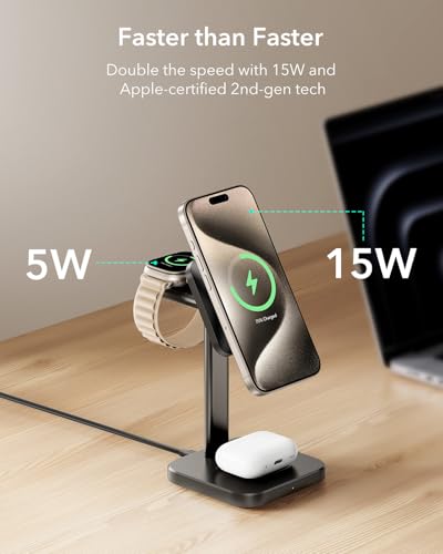 ESR 3 in 1 Wireless Charging Station, for Magsafe Charger Stand - color: Black