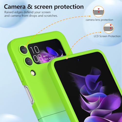 Compatible with Galaxy Z Flip 4 Case, Magnetic Gradient Color | Soft TPU Phone Cover with Camera Lens Protector Cover for Galaxy Z Flip 4 6.7 Inch, Green to Blue Gradient(10-35) - color: Green & Blue