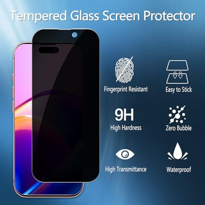 2+2 Pack Privacy Screen Protector for iPhone 15 6.1-Inch