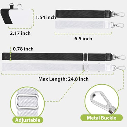 takyu Phone Lanyard, 2 Pack Adjustable Crossbody Neck/Wrist Strap with 2 Pcs Tether Pads, Secure Hands-Free Compatible for iPhone Samsung Perfect for Nurses, Teachers, Travel, Hiking Black+White - color: Black + White