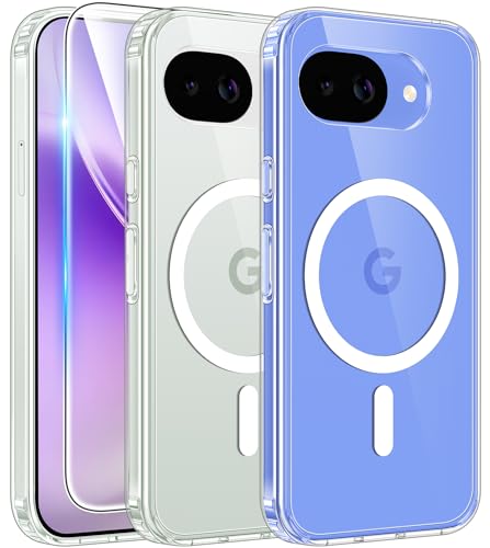 FNTCASE for Google Pixel 10a Case Clear Magnetic with Screen Protector | Anti Yellowing, Compatible with Magsafe, Military Grade Drop Protection Cell Cover, Rugged Shockproof Protective Bumper - color: A-Clear, size: For Google Pixel 10a (6.3 Inch)