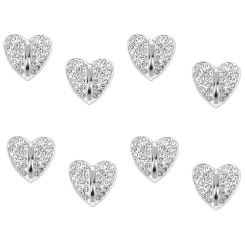 8pcs Rhinestone Heart Phone Charm Holder, 0.83inch Cell Phone Charm Hook - color: silver, size: 2.1cm