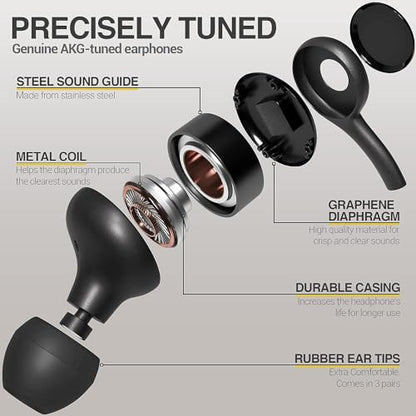 AKG Wired In-Ear Earbuds with Mic USB-C Earbuds with Braided Cable Compatible with Samsung Galaxy S24 Ultra, S24+, S23, S22, S21, S10, S10E & iPhone 15 Series