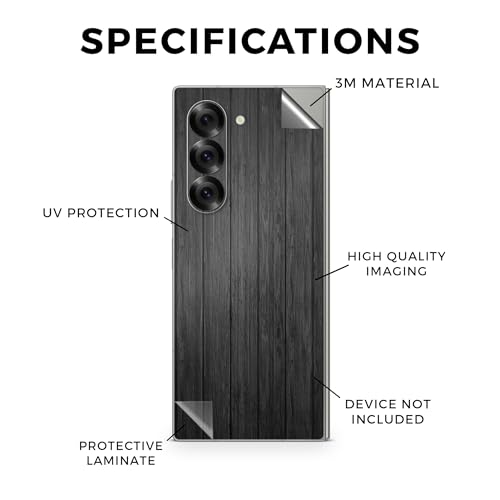 Phone Skin Compatible with Samsung Galaxy Z Fold 6 - Black Wood - Premium 3M Vinyl Protective Wrap Decal Cover - Easy to Apply | Crafted in The USA by MightySkins - color: Black Wood, style: Matte Finish