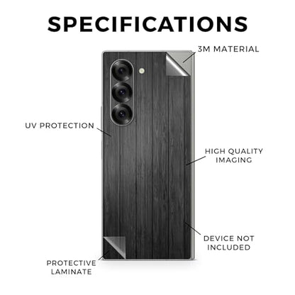 Phone Skin Compatible with Samsung Galaxy Z Fold 6 - Black Wood - Premium 3M Vinyl Protective Wrap Decal Cover - Easy to Apply | Crafted in The USA by MightySkins - color: Black Wood, style: Matte Finish