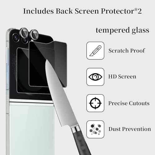 [6 Pack] for Samsung Galaxy Z Flip 6 Privacy Screen Protector, 2 Pack Internal Anti-Spy Film + 2 Pack Outer Privacy Glass Screen Protector + 2 PCS Metal Camera Lens Protector, Anti-Spy, Case Friendly - size: Galaxy Z Flip 6