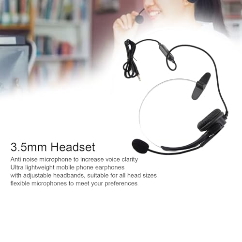 Wired Trucker Headset with Noise Cancelling Microphone, Mono Headset for Call Center and Customer Service, 3.5mm Wired Telephone Headset with Volume Control for Cellphone