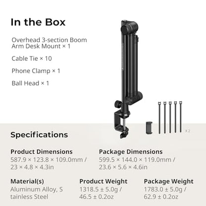 SMALLRIG Overhead 3-Section Desktop Camera Bracket Desk Mount - style: Clamp 4324