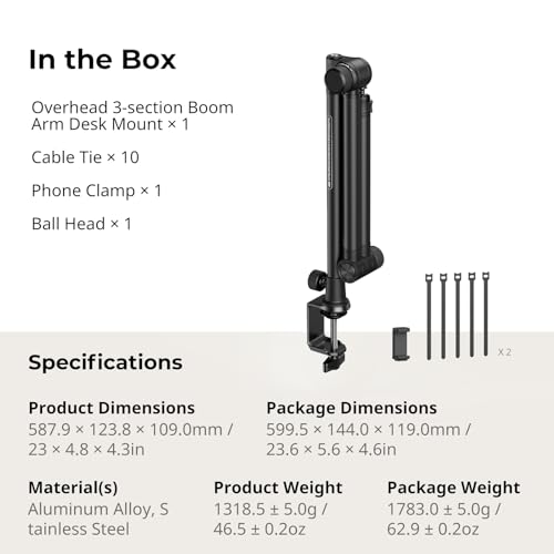 SMALLRIG Overhead 3-Section Desktop Camera Bracket Desk Mount - style: Clamp 4324