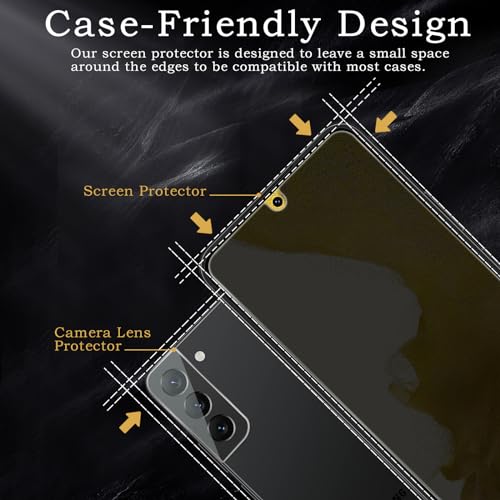 Privacy Screen Protector for Samsung Galaxy S22/S23 5G, Shatterproof Tempered Glass Accessories, Anti Spy Tempered Glass Film, Case Friendly Ultra Resistant 9H Hardness Anti-Glare HD Black -2 Pack