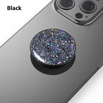 Phone Ring Holder, Phone Grip Holder Finger Kickstand, Foldable & Adjustable Metal Cell Phone Rings Gripper Stand Work with Magnetic Car Mount for iPhone Samsung & Other Phones - Sparkle Black - color: Sparkle Black