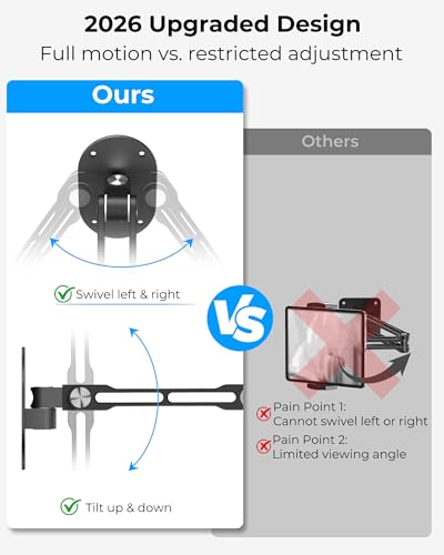 iPad Wall Mount Holder, Heavy Duty Aluminum Tablet Wall Mount, Full Motion - color: Black, size: 4.7"-13" - 2 arm mount