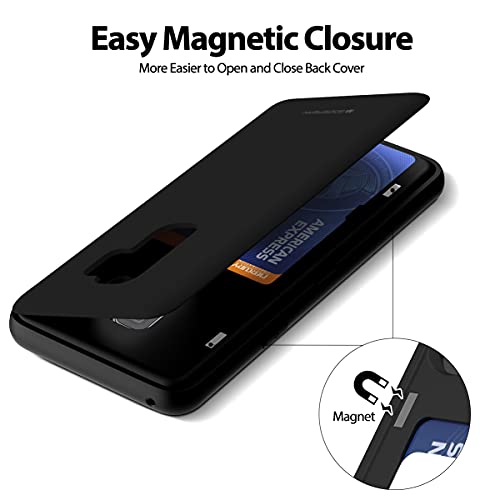 GOOSPERY Magnetic Door Bumper Compatible with Galaxy S9 Plus, Card Holder Wallet Case Easy Magnet Auto Closing Protective Dual Layer Sturdy Phone Back Cover - Black - color: Black, size: Galaxy S9 Plus