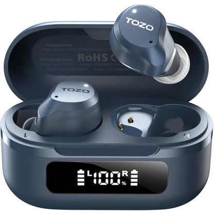 TOZO NC9 Hybrid Active Noise Cancelling Wireless Earbuds, 60H, LED Display - color: Blue