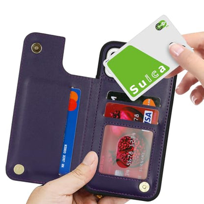 iCoverCase Compatible with iPhone 11 Case with Card Holder, Wallet Phone Case for Women Men RFID Blocking PU Leather Protective Case 6.1 Inch (Dark Purple) - color: Dark Purple