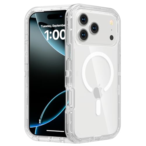 Follaroma for iPhone 17 Pro Case, Compatible with MagSafe, Dual Layer Transparent Magnetic Phone Case, Heavy Duty Anti-Drop Shockproof Protection Phone Cases for iPhone 17 Pro, 6.3 inch, Clear - color: Clear, size: iPhone 17 Pro 6.3''