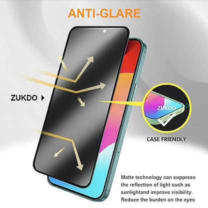 for iPhone 15 6.1" Matte Privacy Screen Protector with Camera Lens Protector Full Coverage Anti-glare Anti-spy Tempered Glass Film Anti-fingerprint Easy Installation - size: iPhone 15