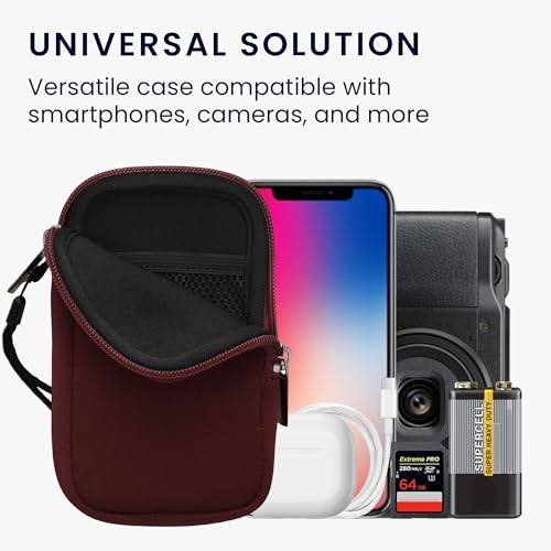 kwmobile Universal Phone Pouch Size M - 5.5" - Neoprene Smartphone Pouch with Zip - Water-Repellent Mobile Phone Case - Sleeve in Berry - color: berry, size: M - 5.5"
