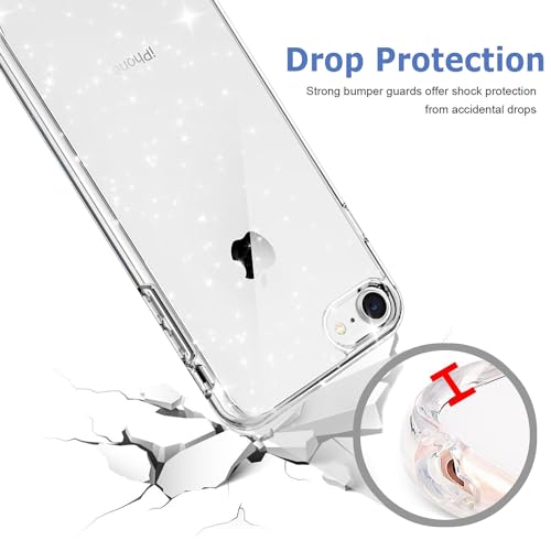 TENOC Phone Case Compatible with iPhone SE (2nd & 3rd Generation) & iPhone 7/8, Glitter Clear Sparkling Protective Bumper Cute Cover for Girls Women - color: Clear Glitter, size: iPhone 7/8/SE