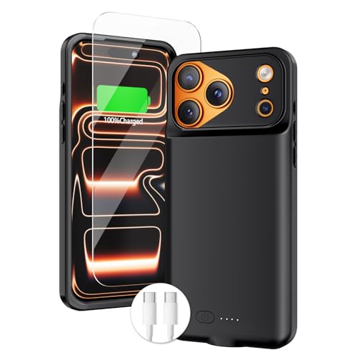 BOPPS Battery Case for iPhone 17 Pro Max 【Support Carplay 】 Powerful 8500mAh Portable Charger Case 360°Protection Rechargeable Extended Charging case for iPhone 17 Pro Max 6.9inch，Black