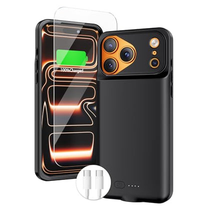 BOPPS Battery Case for iPhone 17 Pro Max 【Support Carplay 】 Powerful 8500mAh Portable Charger Case 360°Protection Rechargeable Extended Charging case for iPhone 17 Pro Max 6.9inch，Black