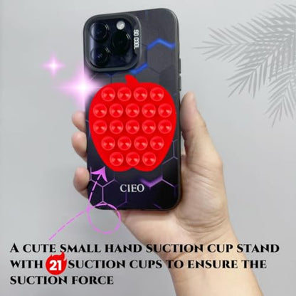 CIEO SuctionPhone Grip, Strong Silicone Suction,Strawberry Sticky Grip,Suitable for Selfies and Videos on Mirrors, Bathrooms and Smooth Surfaces, Compatible with iPhone (Red) - color: Red
