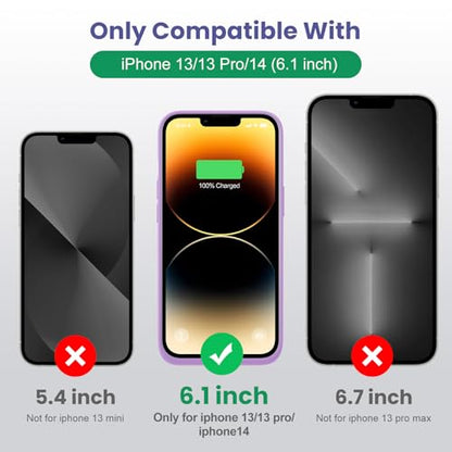 Battery Case for iPhone 13/13Pro/14,7500mah Ultra-Slim Protective Charging Case,Portable Rechargeable Expandable Battery Charger Cover Compatible with iPhone 13/13Pro/14 (6.1 Inch)-Purple - color: Purple