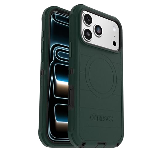 OtterBox iPhone 17 Pro (Only) - Defender Series Case - Roasted Cashew Mist (Green & Black) - Snaps on MagSafe - Tough - Rugged & Durable - color: Roasted Cashew Mist (Green & Black), style: iPhone 17 Pro