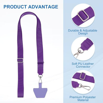 PATIKIL Smart Phone Lanyard with Wrist Strap and Patches for Most Smartphones ID Badges Keychain - color: Purple