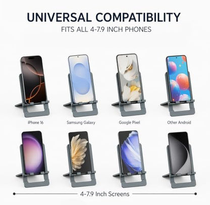 Ultra Slim Aluminum Card Phone Stand, Portable Foldable Pocket Cell Phone Holder, Adjustable Desktop Smartphone Stand for iPhone, Samsung, Android Phones, Travel Home (Silver) - color: Silver