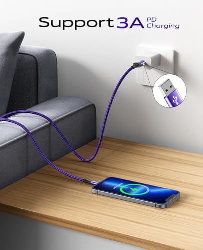 USBA to USBC Cable [15FT 1Pack], Long USB C Cable 3A Fast Charging, USB to - color: Purple, size: 15FT 1Pack, style: USB A to USB C