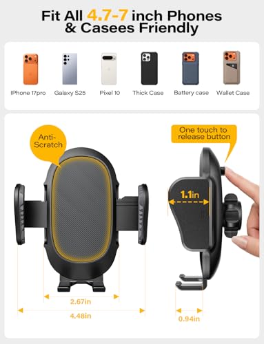 TAZENI 2-in-1 Cup Holder Phone Holder Mount for Car, Stable & Adjustable