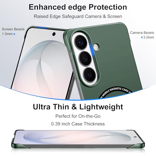 Frameless Slim Case for Samsung Galaxy S26, Silky Touch, Hard PC Matte Back, Exposed Sides Compatible with Mag-Safe, Anti-Scratch Shockproof Protective Cover for Samsung S26 5G (Green) - color: Green