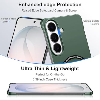 Frameless Slim Case for Samsung Galaxy S26, Silky Touch, Hard PC Matte Back, Exposed Sides Compatible with Mag-Safe, Anti-Scratch Shockproof Protective Cover for Samsung S26 5G (Green) - color: Green