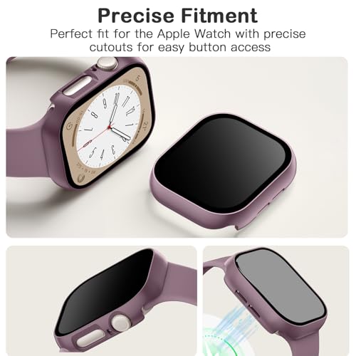 Adorve Privacy Case for Apple Watch Series 10/11 46mm Screen Protector, Anti-Spy Cover for iWatch Series 11 10 46 mm, 8 Pack, Black Clear Pink Starlight Rose Pink Pine Green Milk Tea Smoke Violet - size: 46mm for Series 11/10