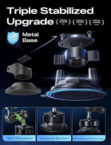 MAGIC JOHN Durable Metal Phone Holders for Your Car, Windshield Car Mount - style: Standard