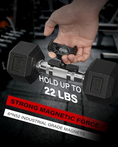 APPS2Car Magnetic Phone Holder for Gym, Alloy Base & Joint for Strong Hold - size: Black - 1 Pack