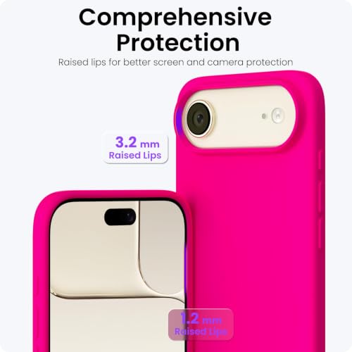 ORNARTO for iPhone Air Case 6.5", Slim Liquid Silicone 3 Layers Soft Gel Rubber Shockproof Protective Cover with Anti-Scratch Microfiber Lining-Hot Pink - color: Hot Pink