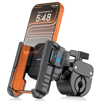 OMOTON BK01 Anti-Vibration Bike Phone Mount, Quick Lock for Riders - color: 3-Orange