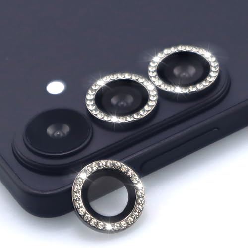 for Samsung Galaxy S26 / S26 Plus Camera Lens Protector, Bling Diamond Metal Ring Tempered Glass Lens Cover, Sparkly Rhinestone Accessories (Black) - color: Black