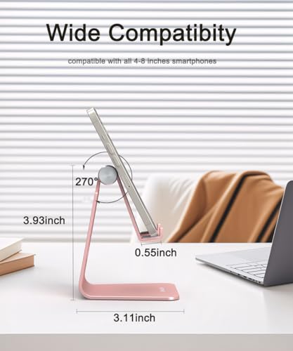 Cell Phone Stand for Desk- Adjustable Phone Stand Holder, Cradle, Dock, Desktop Stand for iPhone 17 16, 15, 14, Plus, Pro, Pro Max, 13 12 X XS,4-8" Phones, Office Accessories (Rose Gold) - color: Rose Gold