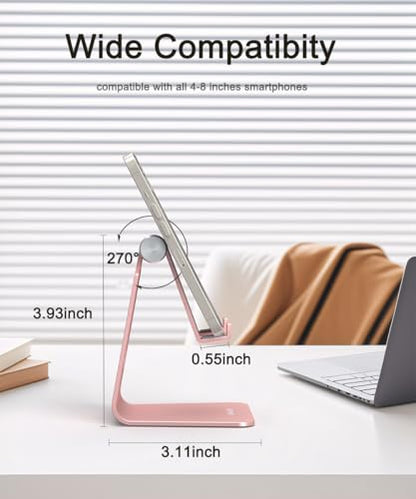 Cell Phone Stand for Desk- Adjustable Phone Stand Holder, Cradle, Dock, Desktop Stand for iPhone 17 16, 15, 14, Plus, Pro, Pro Max, 13 12 X XS,4-8" Phones, Office Accessories (Rose Gold) - color: Rose Gold