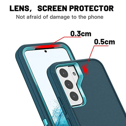 AICase Belt-Clip Holster Case for Galaxy S22 with Screen Protector, Heavy Duty Drop Protection Full Body Rugged Shockproof/DustProof Military Grade Tough Durable Cover for Samsung Galaxy S22 - color: dark blue/pink+belt